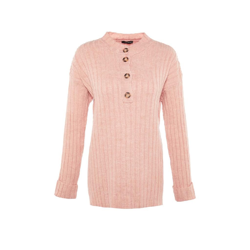 Трикотаж в рубчик с сиреневым воротником на пуговицах Tctaw23ak00035