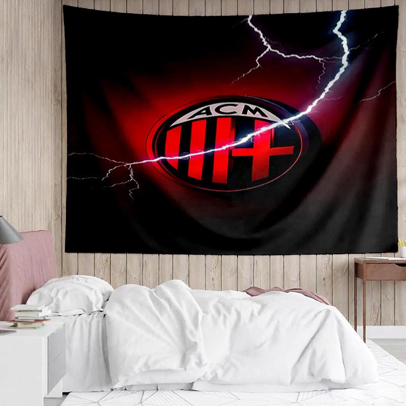 Associazione Calcio Milan Tapestry for Bedroom Aesthetic Classroom Tapestries Wall Hanging for Living Room Dorm Office,Ideal Creative Gift