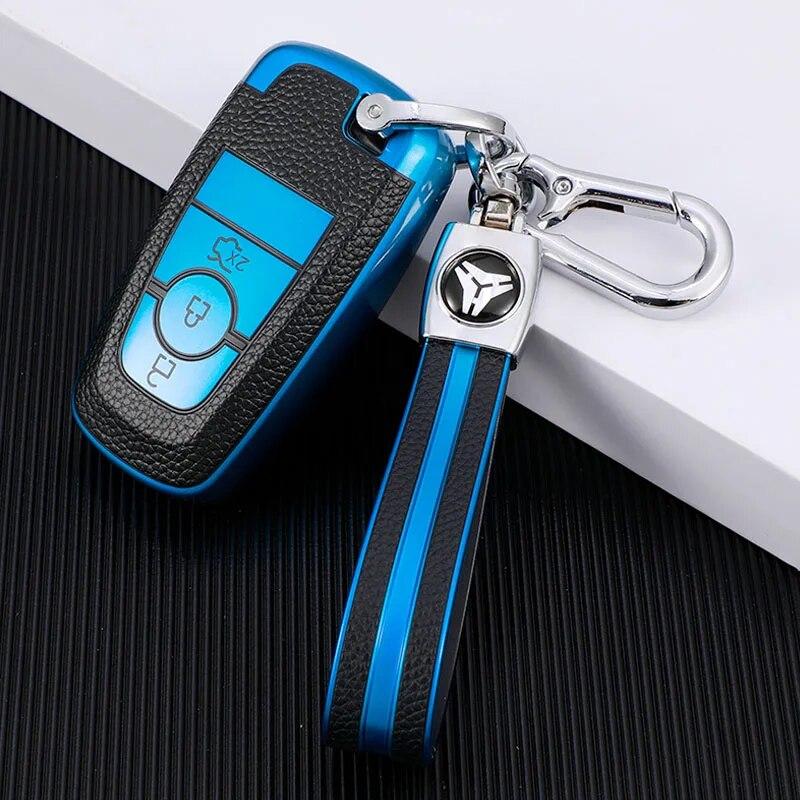 FOR Ford Focus Edge Explorer Escort Mondeo Mustang Ranger Leather TPU Car Smart Key Cover Case Shell Bag Protector Keychain