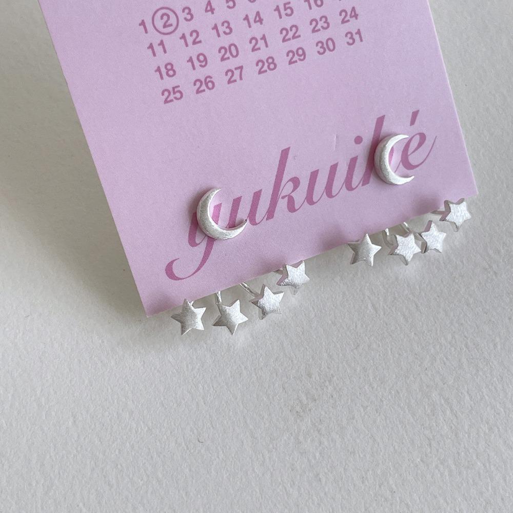 Золотая Звезда Луна Серьги Пусеты Серебро Висячие Звезды Пусеты Отпуск