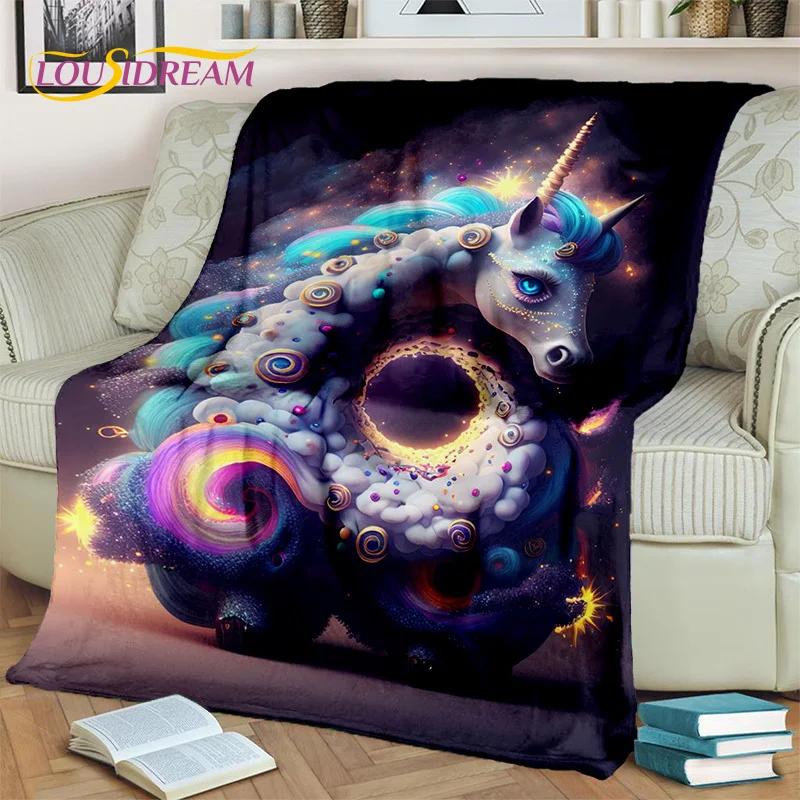 D Cartoon Unicorn Throw Blanket Soft Cozy Blanket for Home Bedroom Picnic Travel Perfect Kids Birthday Gift