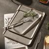 Stainless Steel Vintage Snowflake Silver Square Tray Bread Barbecue Steak Plate Dinner Plate Dessert Dinnerware Decorative Tray