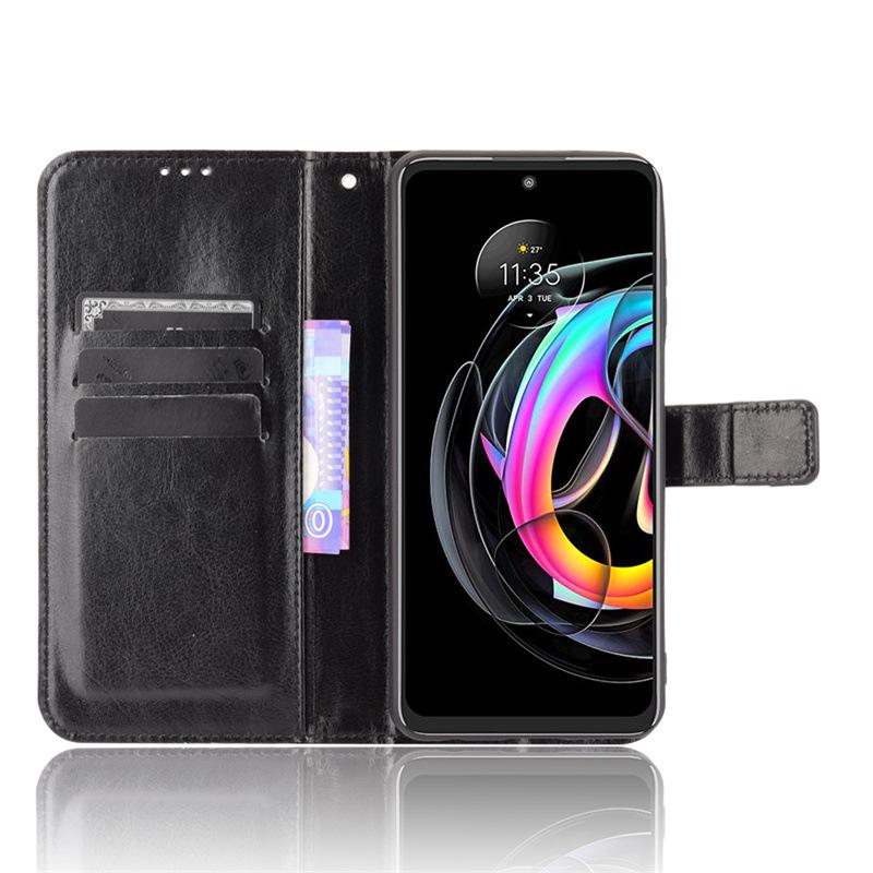 Кожаный чехол-книжка для Motorola Edge 20 Lite со слотом для карт и шнурком