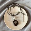 Leather Rope Geometric Pendant Necklace Adjustable Length Sweater Chain  Women