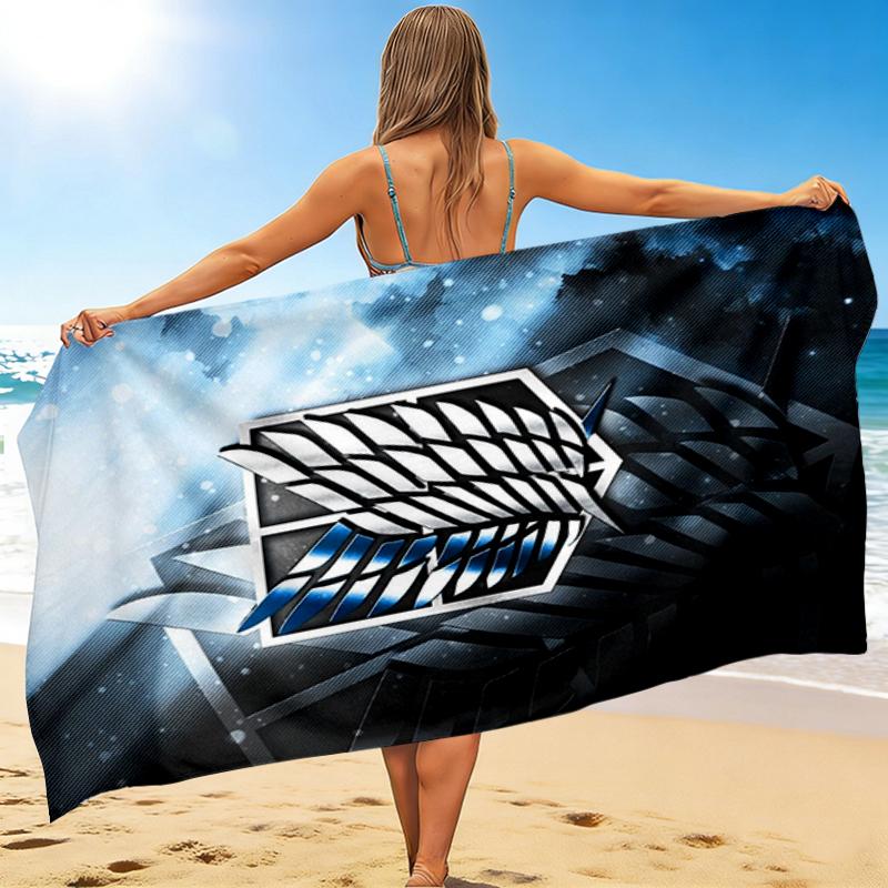 1Pc Attack Titan Emblem Beach Towel Quick Dry Multiuse For Beach Pool Gym Yoga Home Travel Christmas Halloween Xmas Gift El139