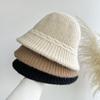 Literary and Versatile Wool Knitted Bucket Hat Autumn and Winter Warm Wool Hat Women Bucket Hat Cover Face