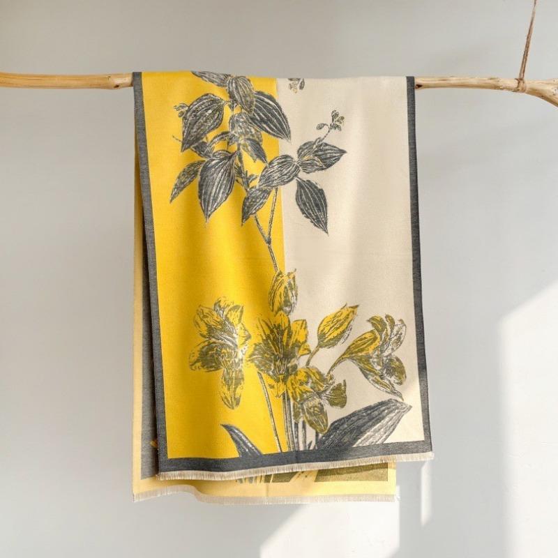 0G Thickened Version Retro Bird Scarf Women's Winter High-end Warm Scarf Imitation Cashmere Shawl