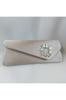 Women's Stylish and Useful Evening Dress Bag Shiny Beige Satin Stone Evening Dress Bag