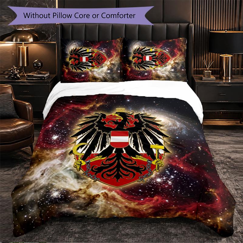 Austria Football Pattern 3 Pieces Bedding Set Soft Microfiber Duvet Cover with Pillow Cases for Bedroom