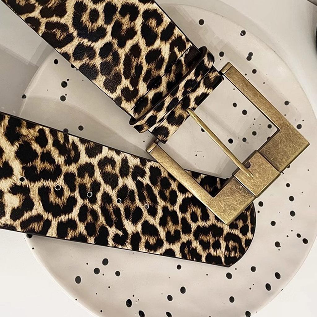 Animal Print Belt Trendsetting Leopard Wide Waistband Daily Use Waist Belt for Fashion Enthusiasts