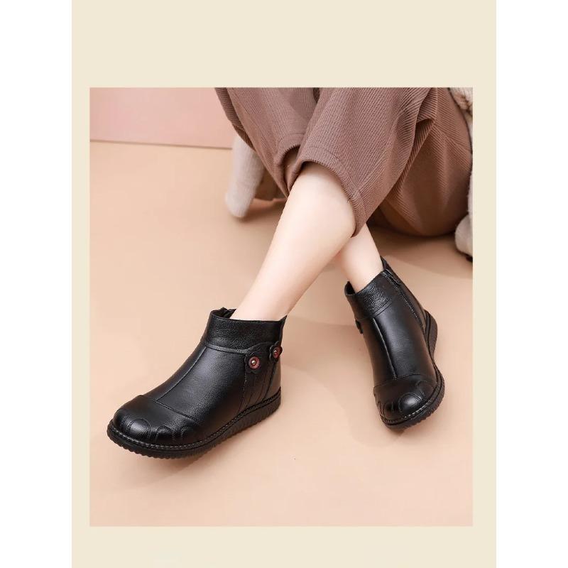2024 зимние кожаные теплые женские ботинки, водонепроницаемые зимние ботинки без застежек, женские повседневные удобные ботильоны, женские короткие ботинки