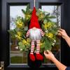 Pre-lit Christmas Gnome Wreath Artificial Winter Wreath with Eucalyptus Leaf Pine Spruce Swedish Tomte Hanging Sign for Front Door
