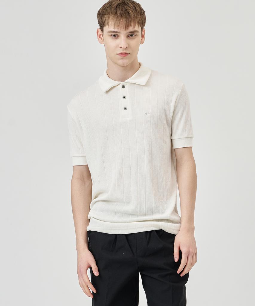 THE-ABON Vega Spandex Polo Shirt Ivory