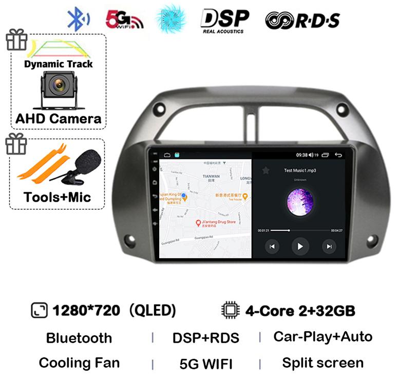 Автомагнитола Android14 Carplay для Toyota RAV4 Rav 4 2001 2002 2003 2004 2005 2006 Мультимедийный GPS-плеер Стерео 2din Головное устройство DSP