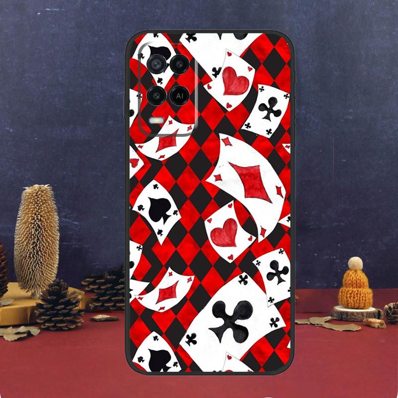 Poker Playing Card Case For OPPO A54 A74 A94 A98 A78 A79 A16 A76 A96 A5 A9 A17 A77 A15 A52 A72 A53 A57S Cover