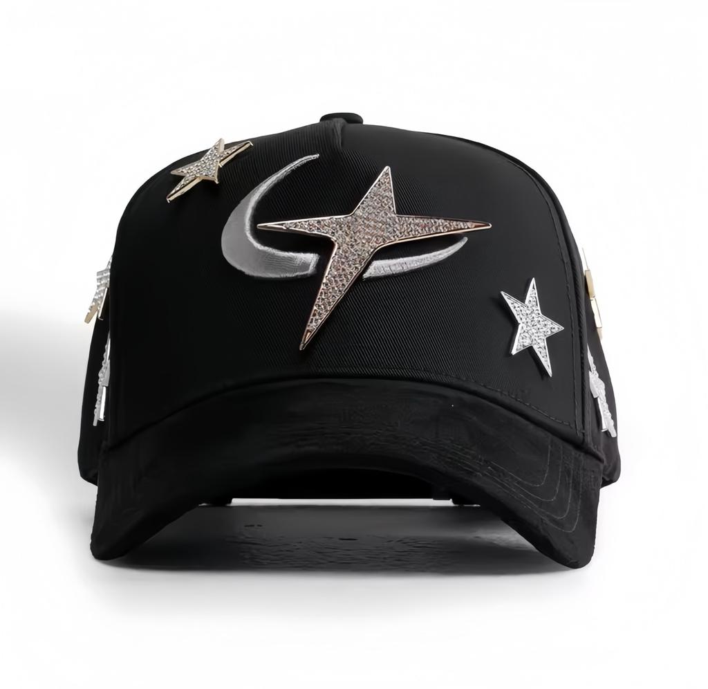 High Quality 5-Panel Curved Brim Baseball Cap with Rhinestone Embellishments Terry Fabric Dobby Style-Sporty Unisex Adult Hat