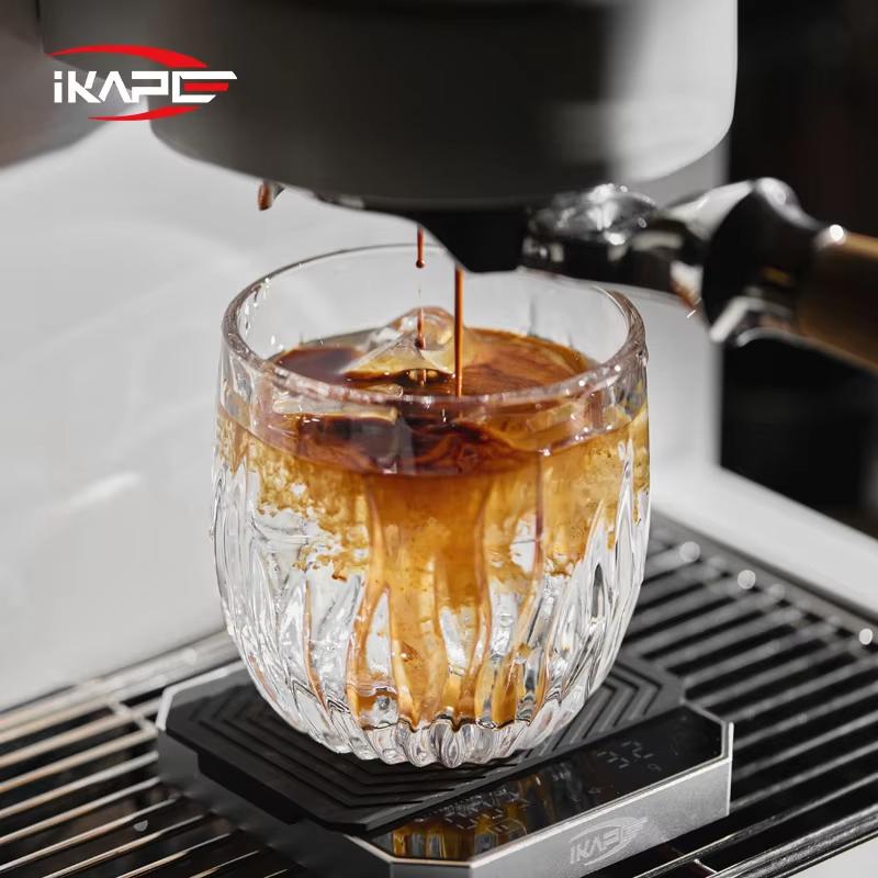 Стеклянная чашка IKAPE, Чашка для эспрессо, Молочная чашка, Инструменты для кофе и чая, Ручная роспись, Большая емкость 270 мл, Двойное использование для кухни и бара