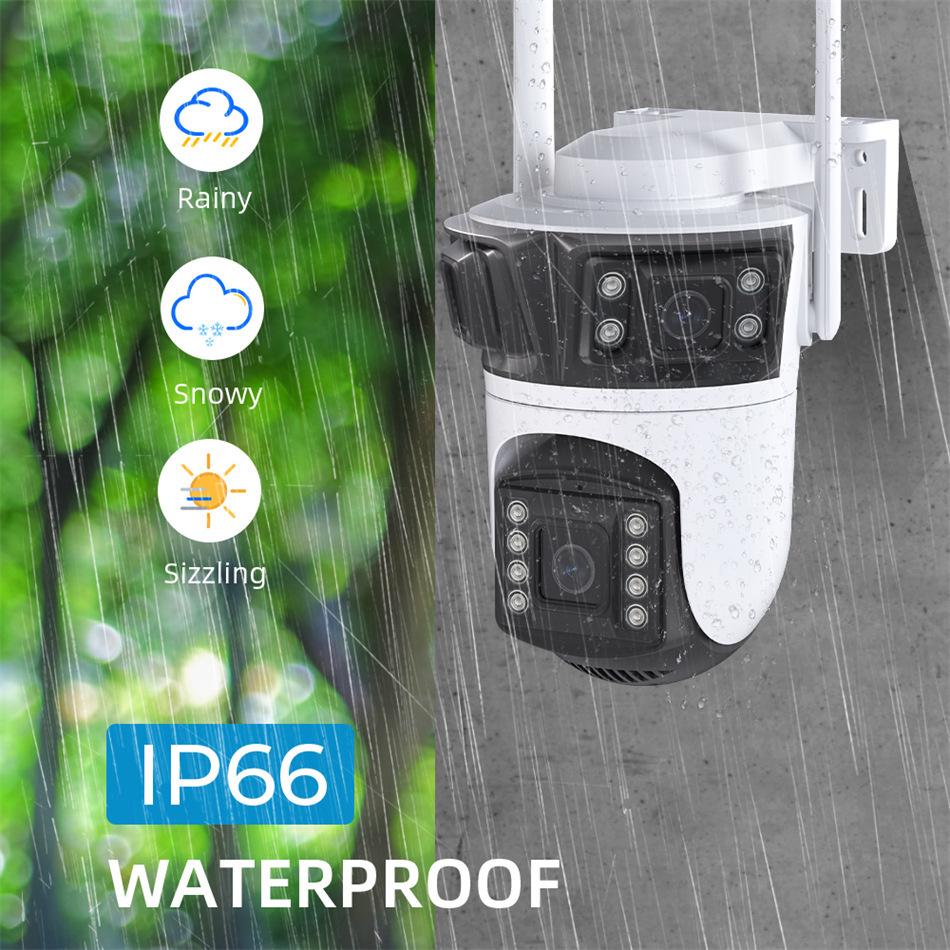 ICSEE Xiongmai Wireless Outdoor PTZ Camera with Three-Lens, Three-View, and Full-Color Monitoring