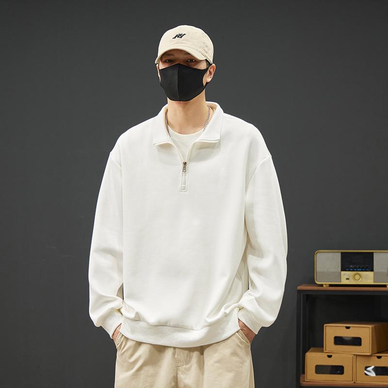 Толстовка Dm Half Zip для мужчин, рубашка поло, свободный воротник, футболка больших размеров с длинными рукавами, базовая рубашка