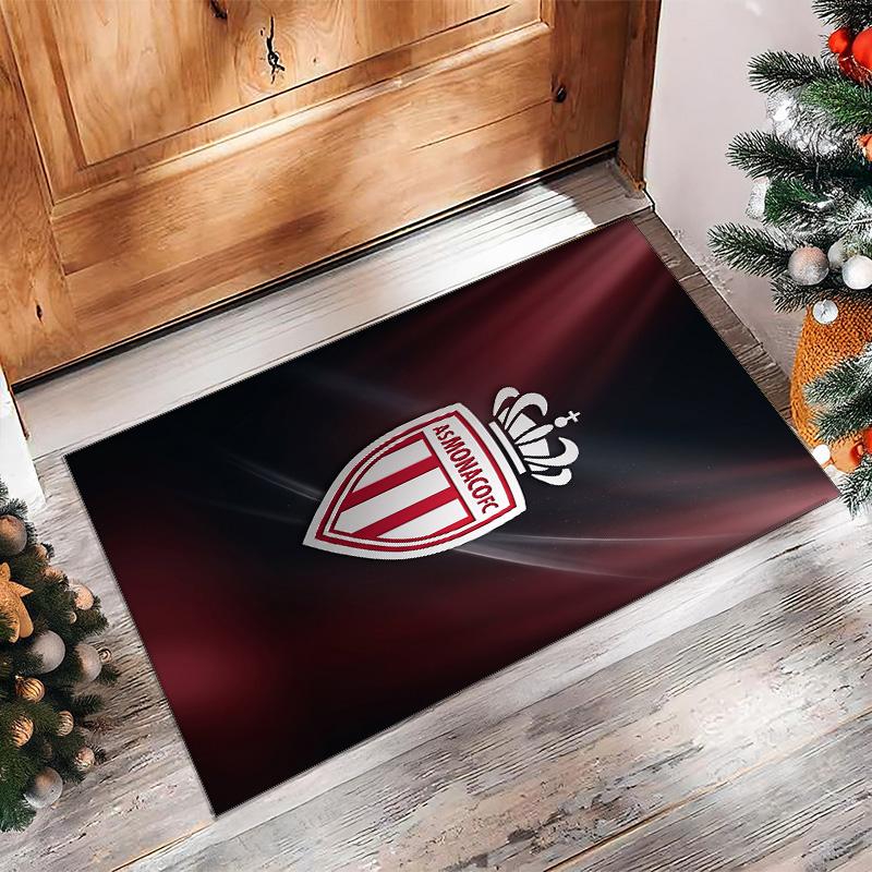 Monaco FC Soccer Football Pattern Soft Area Rug Non Slip Indoor Floor Carpet Sports Decor Mat for Bedroom