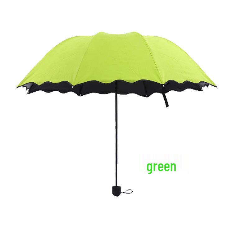 Цветущий зонт с оборками: Солнцезащитный козырек и защита от УФ-лучей, черное покрытие, зонт от солнца для дождя и солнца. Опция с пользовательским логотипом.