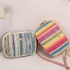 Fashion Women Rainbow Striped Crossbody Shoulder Bag for Girls Small Purse and Handbag Ladies Straw Woven Shell Beach Bag ARI