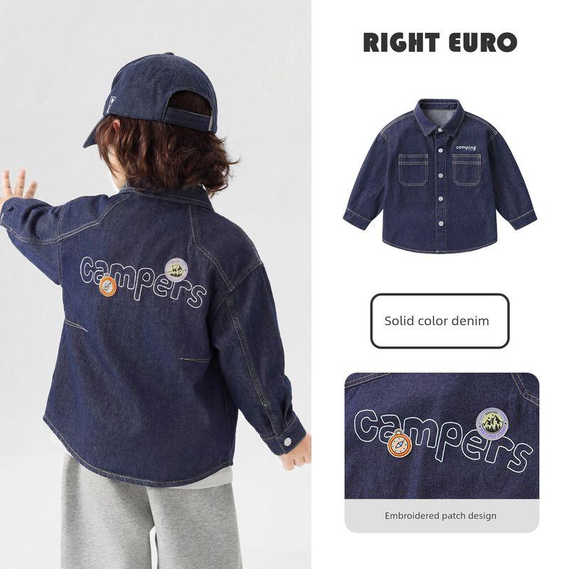 Right European Style Boys' Soft Denim Shirt Spring 2026 New Children's Clothing Baby Kids' Shirt Top Korean Style Jacket Trendy