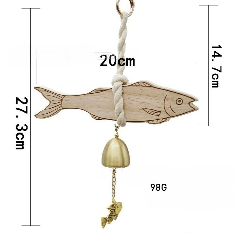 Wooden Windchime Home Decoration Wooden Door Bell Front Door Remind Bell Fish Shaped Alarming Windchime Room Decoration