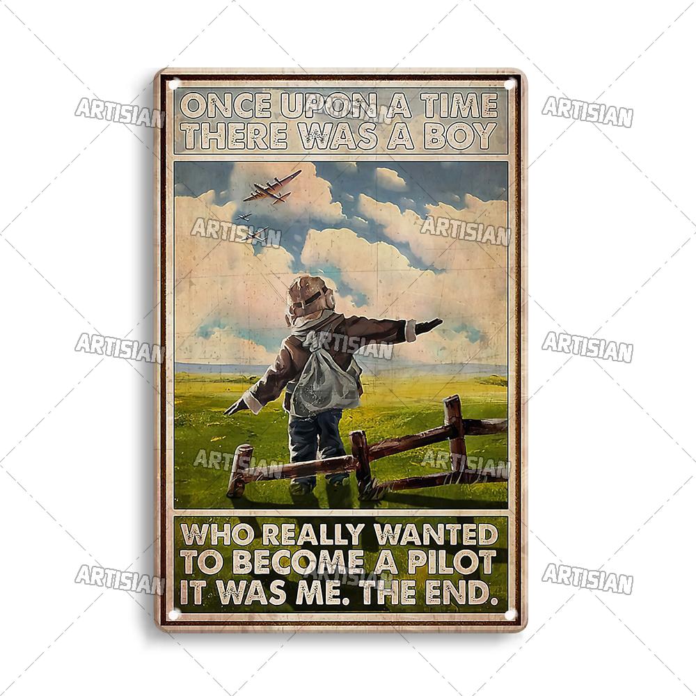 Artisian Flying Metal Sign Pilot Tin Plaque Flight Attendant Decorative Poster Wall Decor Garage Bar Pub Club Hotel Cafe Kitchen