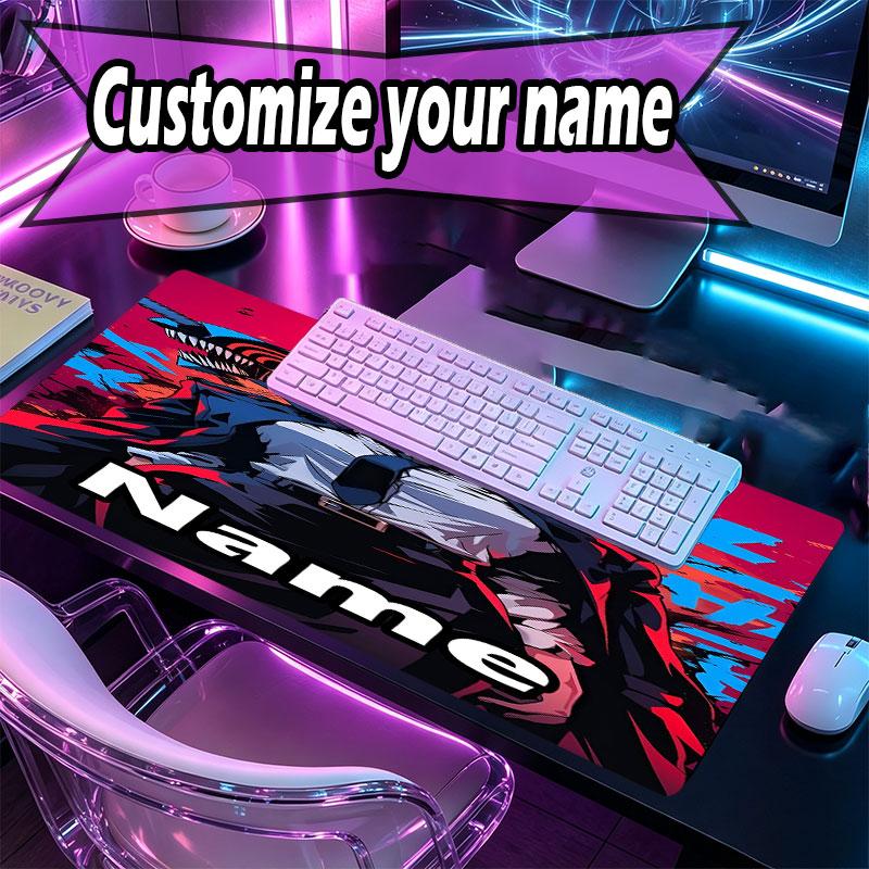 Custom Name Personalized Makima Chainsaw Man Pattern Mousepad, Laptop PC Desk Mat, Decorative Desk Mat for Home Keyboard Pad Gift