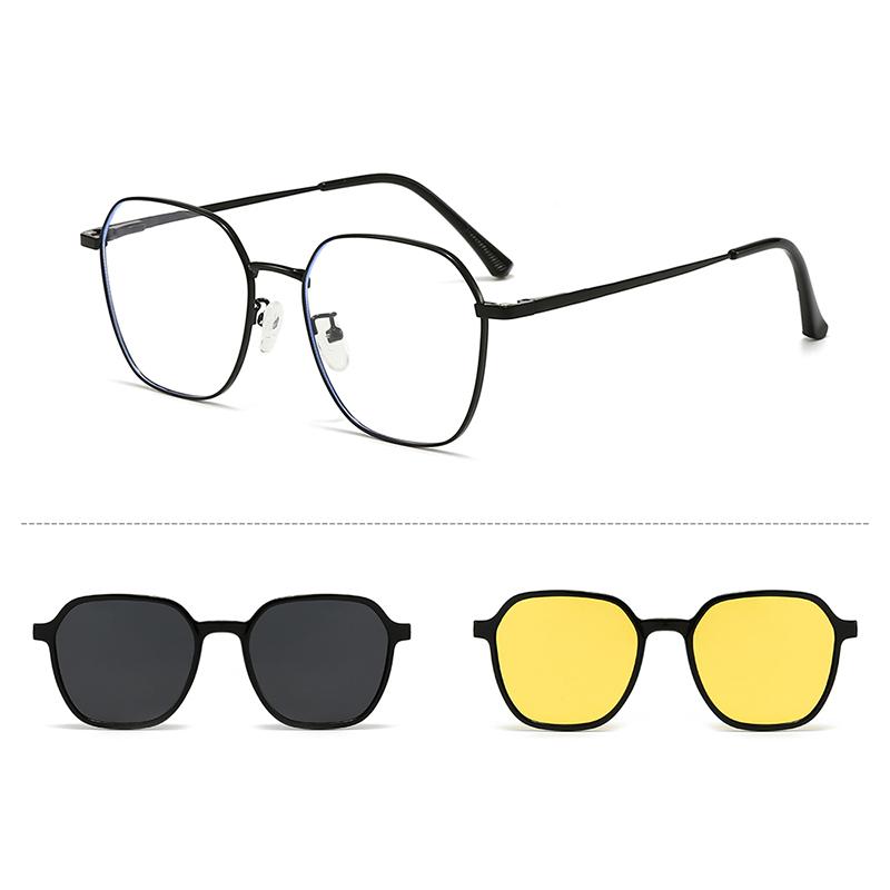 Винтажный набор квадратных солнцезащитных очков с 2 сменными линзами Женская мода Поляризованные очки Модный дизайн Солнцезащитные очки для улицы