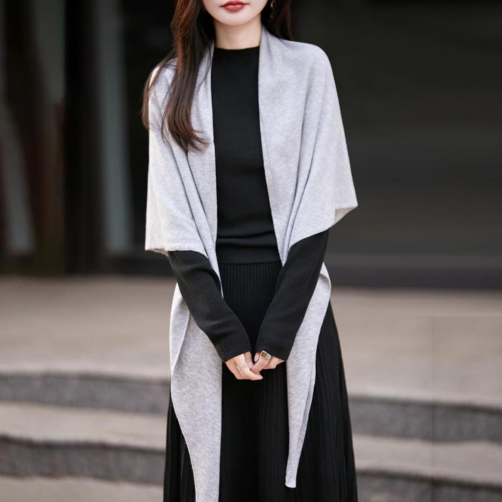 Elegant Knit Scarf Sweater: Women's Korean Style Warm Triangle Shawl for Autumn/Winter