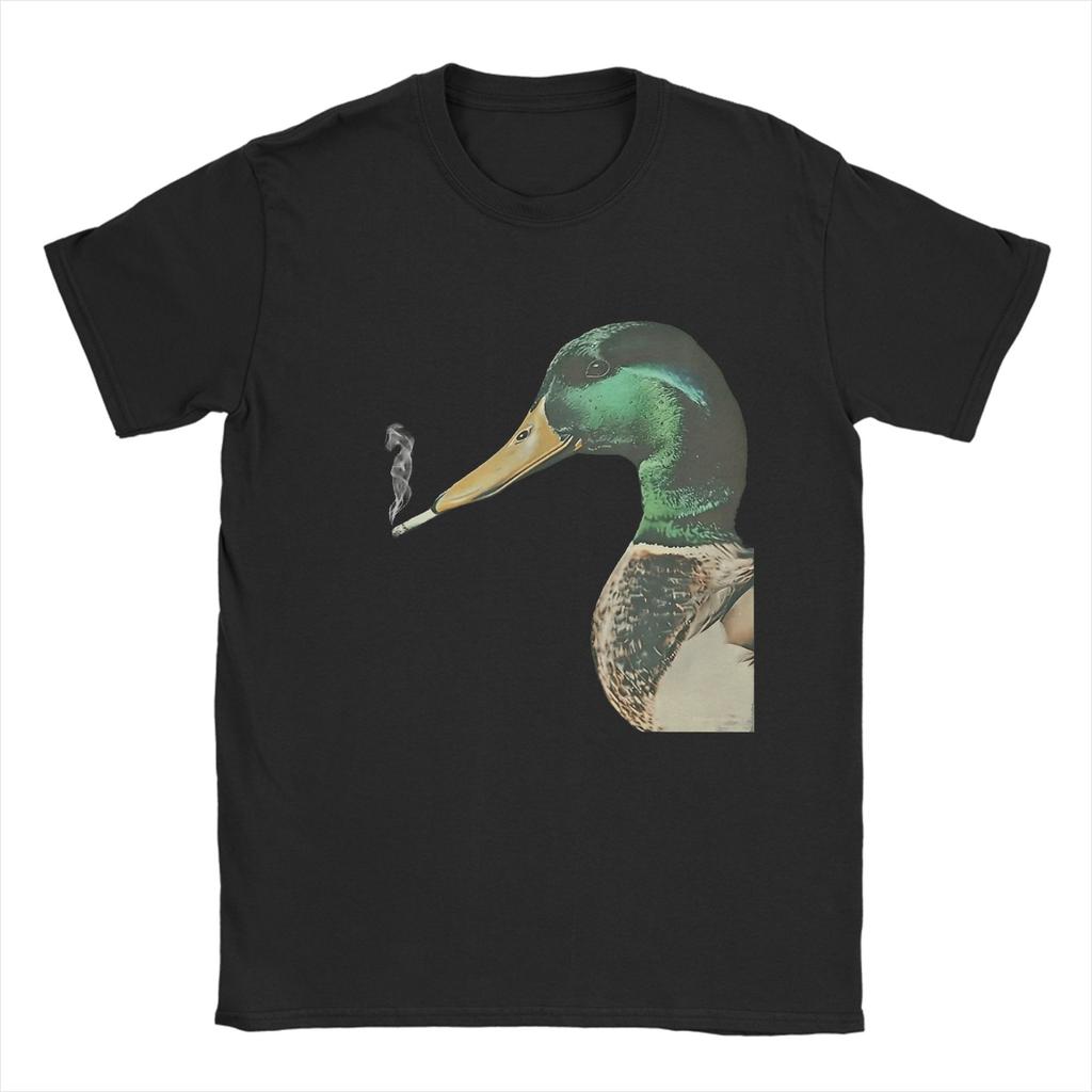 Men Cool Smoking Duck Retro Vintage Animal Smoking T Shirt  Pure Cotton Clothing Vintage Short Sleeve O Neck Tees Graphic
