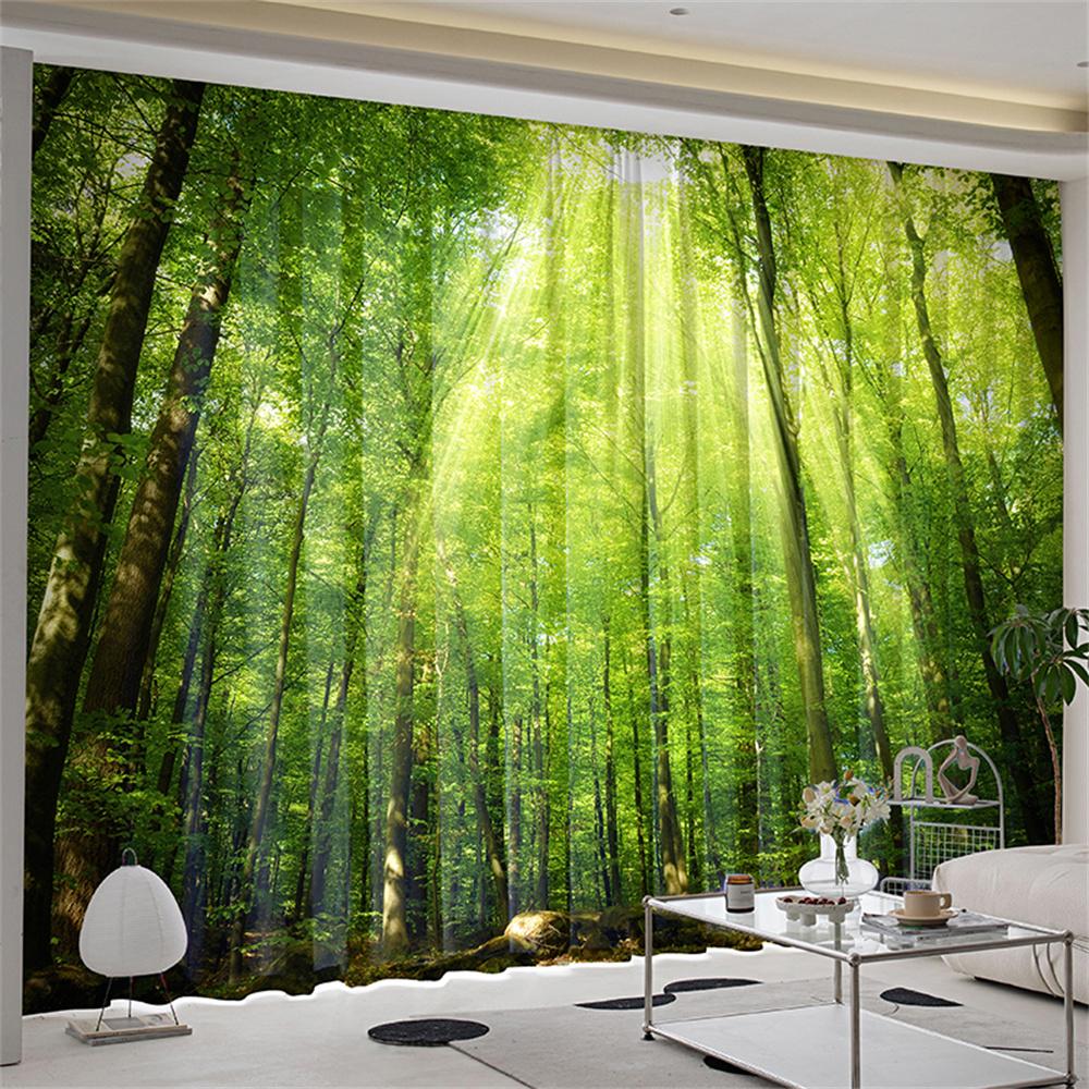 Природный пейзаж лесной пейзаж газон дерево оконные шторы жалюзи для гостиной спальни ванной комнаты кухни двери домашнего декора2 шт.