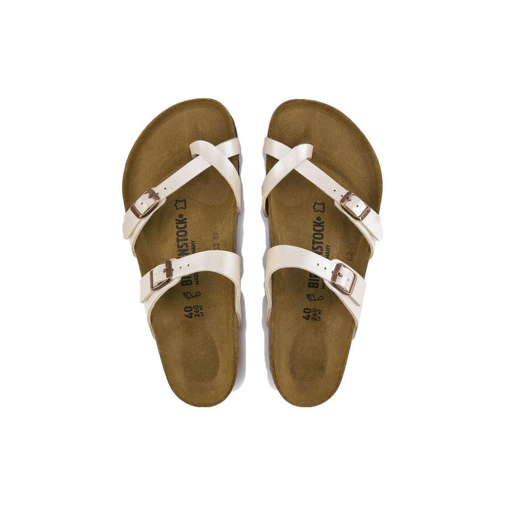 Birkenstock Мягкие удобные плоские универсальные открытые дышащие шлепанцы Женские сандалии Жемчужно-белые 0071661