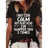 Women Summer Round Collar Cotton Oversize Letter Printed T Shirt - Fashion Short Sleeve Top