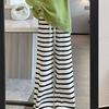 Striped Soft Knit Pants for Women In Autumn and Winter High Waisted and Wide Leg Pants Straight Leg Loose Casual Tassel Pants