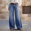 Women's Wide Leg Jeans High Waist Baggy Denim Washed Pants with Pockets