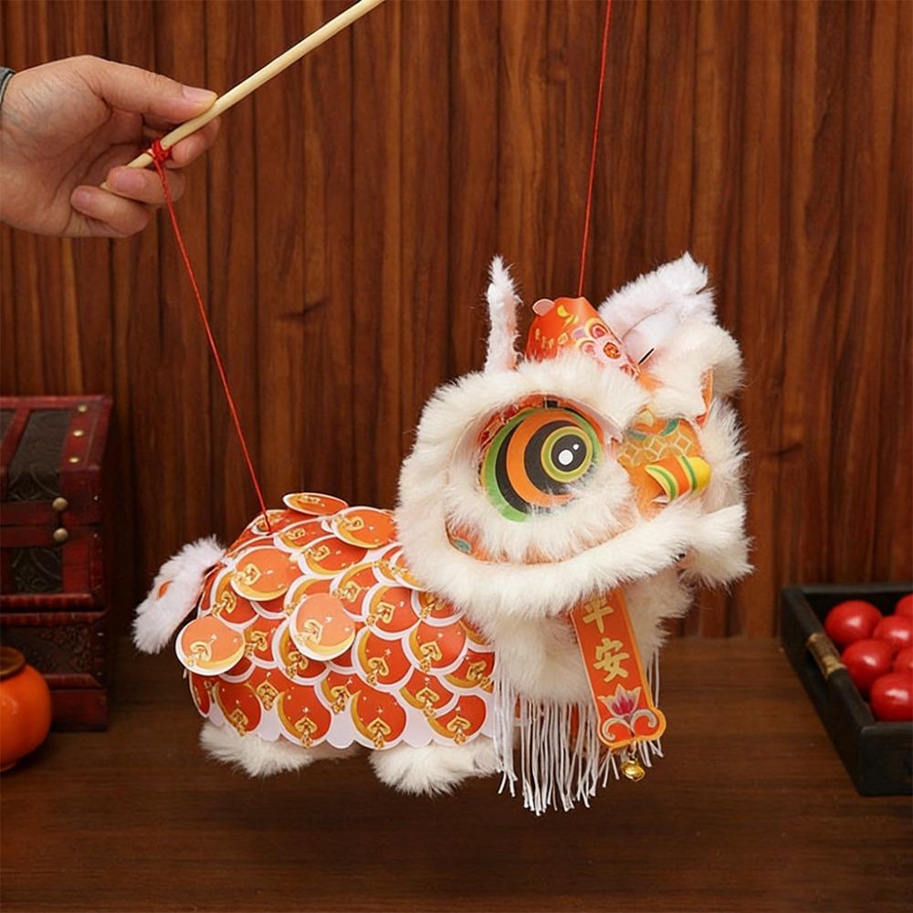 DIY Material Package New Year Lion Dance Lantern with Tassel Waterproof Ancient New Year Lantern Hanging Ornament