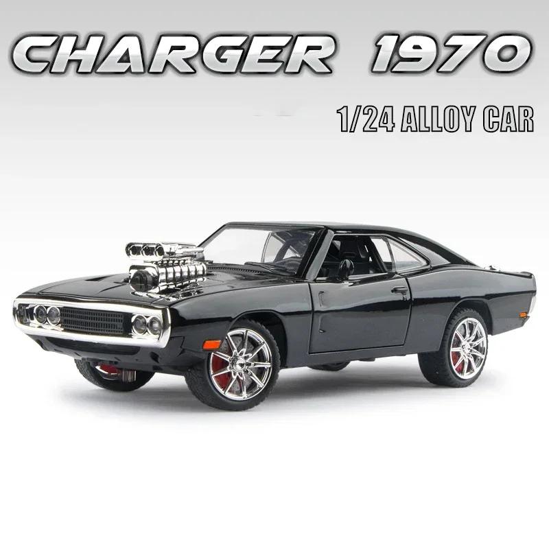 1:24 Challenger SRT Hellcat Полицейская машина Mammoth Charger 1970 Литой сплав Игрушки Миниатюрная модель Двери Открываются Звук Свет Подарок для Мальчика