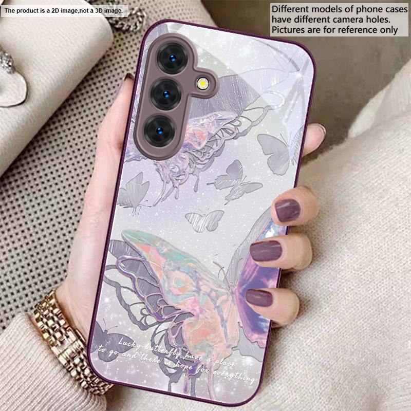 Счастливая бабочка Картина Для Samsung S26 S22 S8 S9 S10 S20 Ultra S21 Pro S22 Plus S23 FE S24Ultra S25 Edge S24+ Стеклянный Чехол Для Телефона