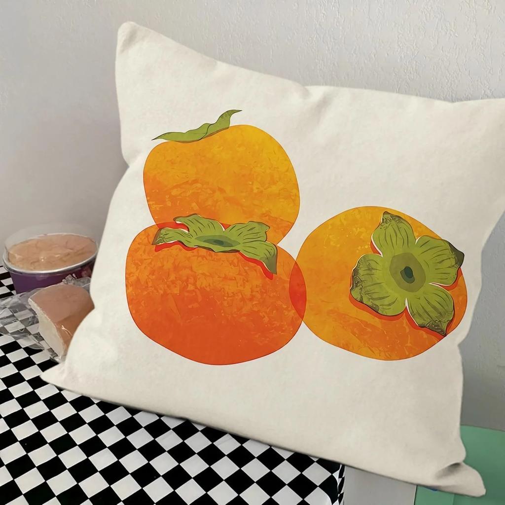 Fresh Vegetable Flower Cushion Cover 2D Flat Printed Peach Skin Throw Pillowcase For Kitchen Sofa Home Decor 45X45 50X50