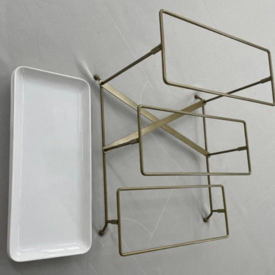 3-ярусная сервировочная подставка, многоуровневая подставка для подачи еды, многоразовая, экономичная по пространству, подставка для фруктов, десертов, кексов для вечеринки с металлической стойкой