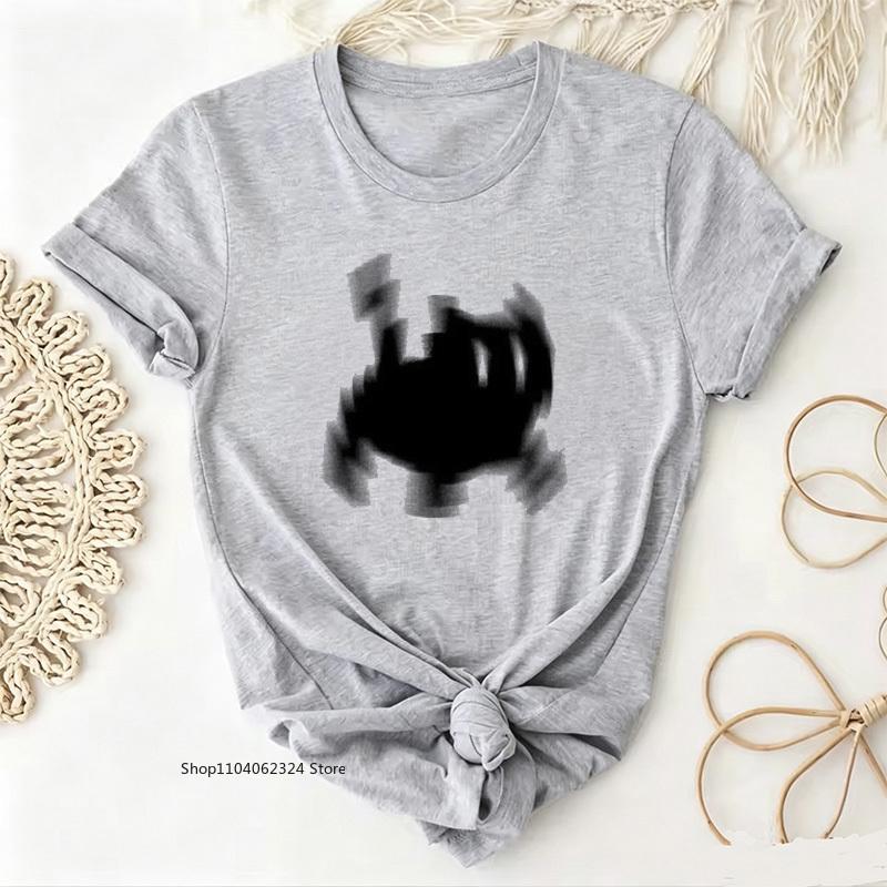 TXTrendy Kawaii Cat Print T-shirt Women's Summer Round Neck Cute Cat Y2K Graphic Tee Summer Streetwear Casual Woman Clothing