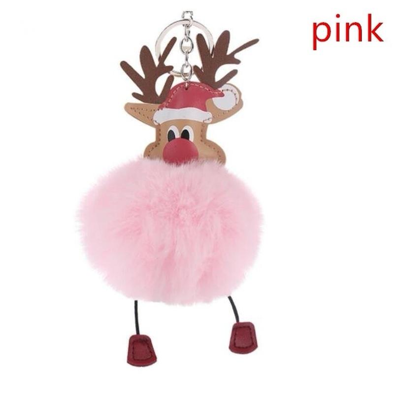 Мех кролика, брелок для ключей, сумка, плюшевый автомобильный брелок для ключей, очаровательный рождественский кулон Санта-Клауса, рождественский подарок