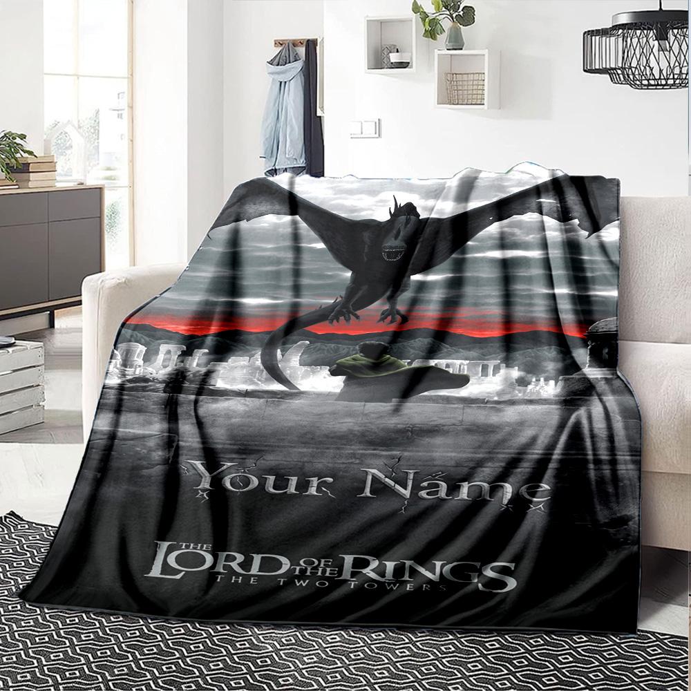Lord Rings Customize Your Name Blanket Cozy Personalized Blanket Ultra-Soft Versatile for Office Sofa Bed Livingroom Four Seasons Multipurpose
