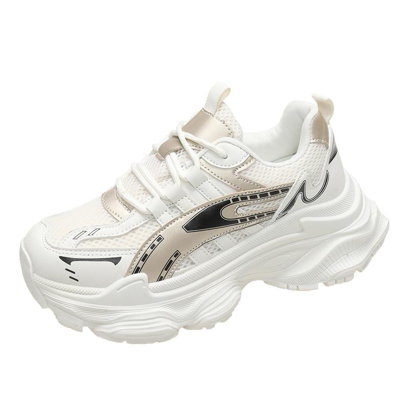 2024 Весна и Осень Высококачественная женская обувь Модная круглая носовая цветная сетчатая дышащая женская спортивная обувь на шнуровке