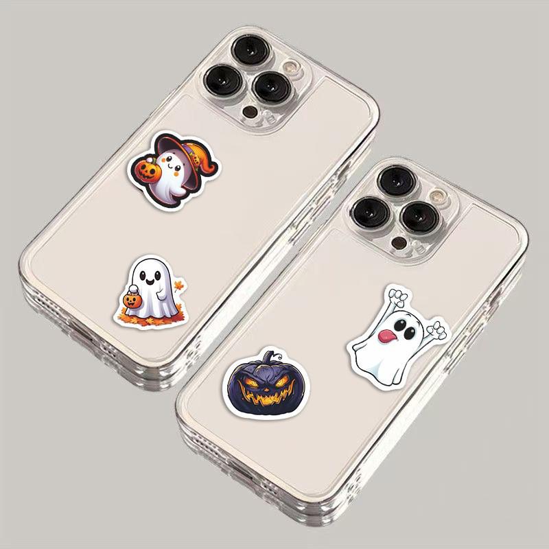 Halloween Pumpkin Ghost Cartoon Stickers - 50 Waterproof Sheets for Children's Journals and Luggage