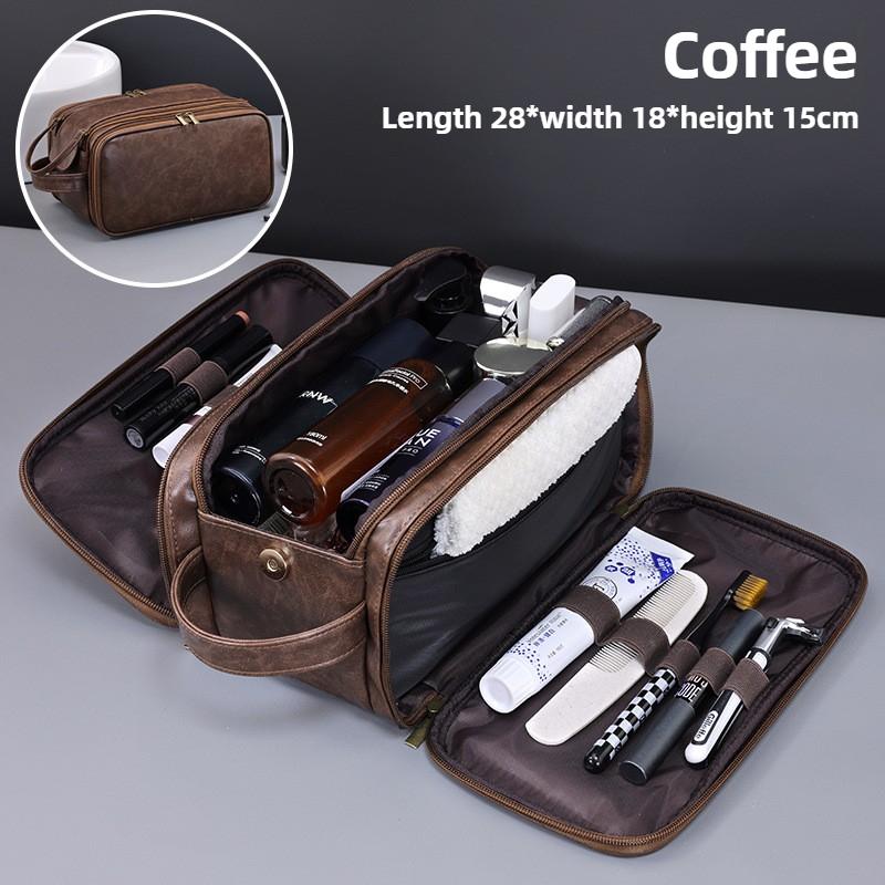 Multi Pockets PU Toiletry Bag For Women Men Travel Essentials Makeup Bags Waterproof Hanging Bag Cosmetic Washing Organizer Bag