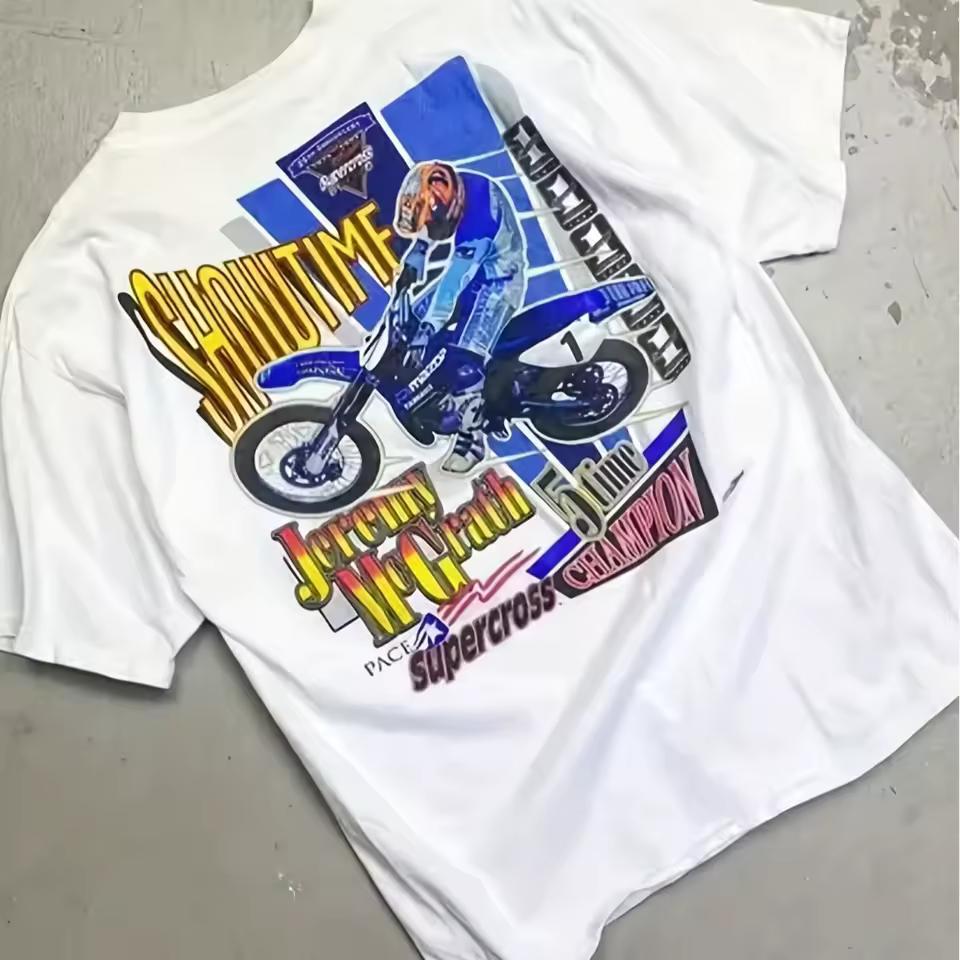 Men's Retro 1999 Motorcycle Off Road Pattern T shirt Summer New Style Casual T shirt for Both Men and Women